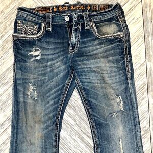 Rock Revival Marcin Bootcut Jeans - Distressed Blue